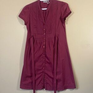 Kimchi Blue Plum Button-Front Mini Dress Ties lined Cotton